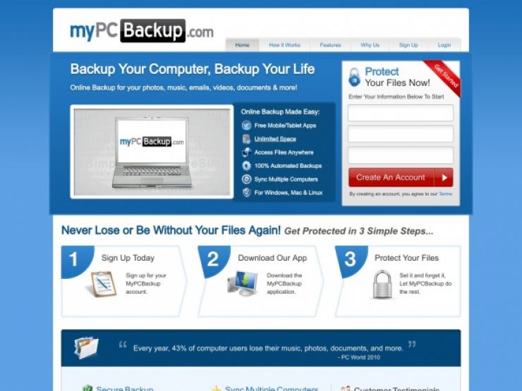 mypcbackup.com Screenshot