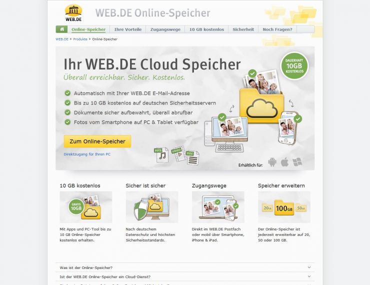 web.de Screenshot